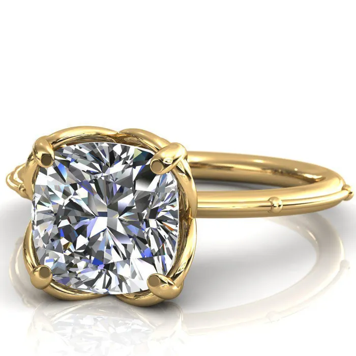 Rings Fire Brilliance Flutter Cushion Center Stone Wire Butterfly Basket Engagement Ring