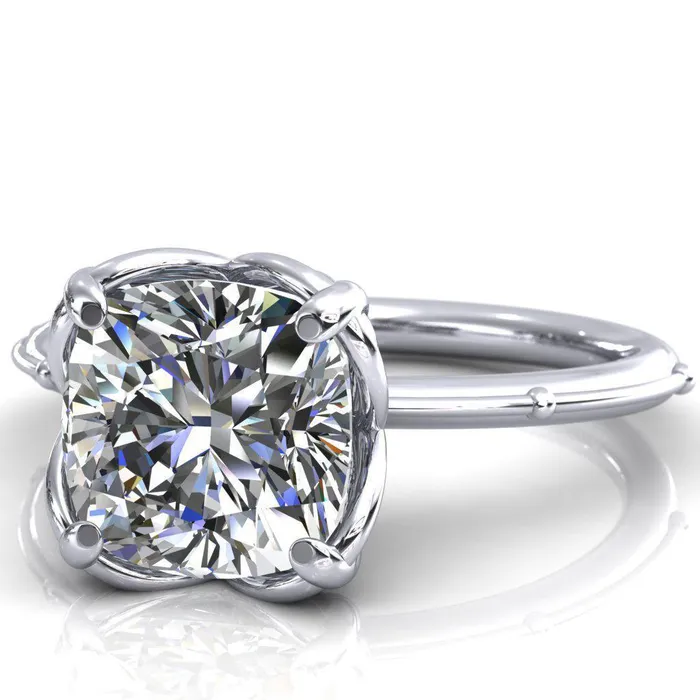 Rings Fire Brilliance Flutter Cushion Center Stone Wire Butterfly Basket Engagement Ring