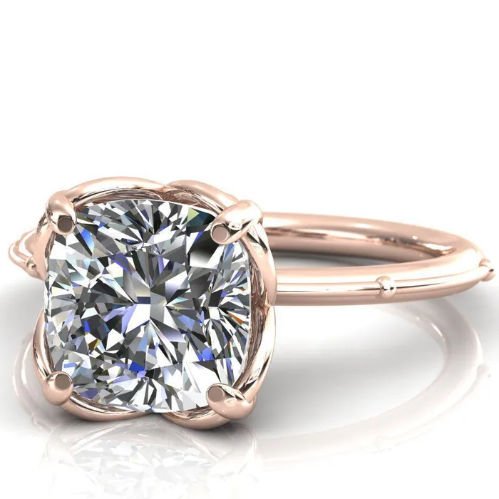 Rings Fire Brilliance Flutter Cushion Center Stone Wire Butterfly Basket Engagement Ring