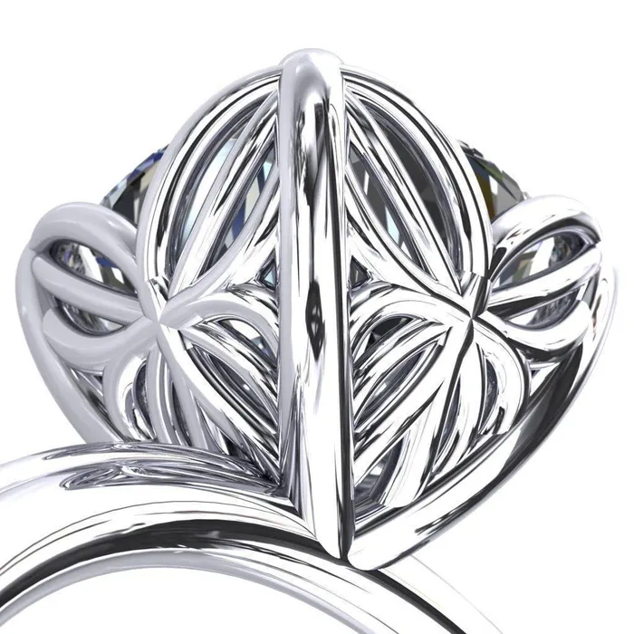 Rings Fire Brilliance Flutter Cushion Center Stone Wire Butterfly Basket Engagement Ring