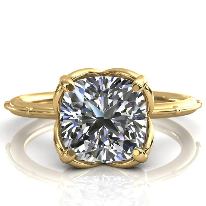 Rings Fire Brilliance Flutter Cushion Center Stone Wire Butterfly Basket Engagement Ring
