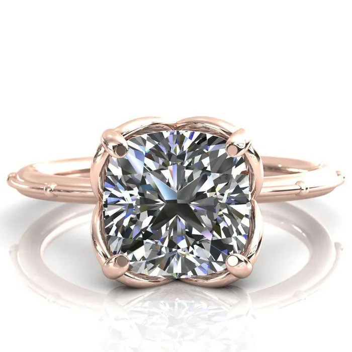 Rings Fire Brilliance Flutter Cushion Center Stone Wire Butterfly Basket Engagement Ring
