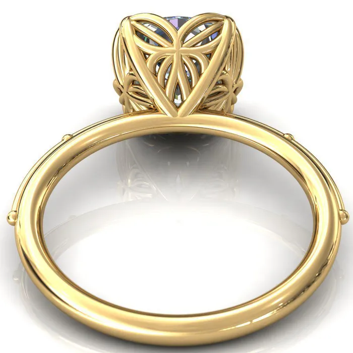 Rings Fire Brilliance Flutter Cushion Center Stone Wire Butterfly Basket Engagement Ring