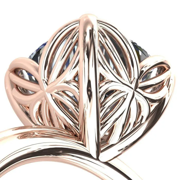 Rings Fire Brilliance Flutter Cushion Center Stone Wire Butterfly Basket Engagement Ring