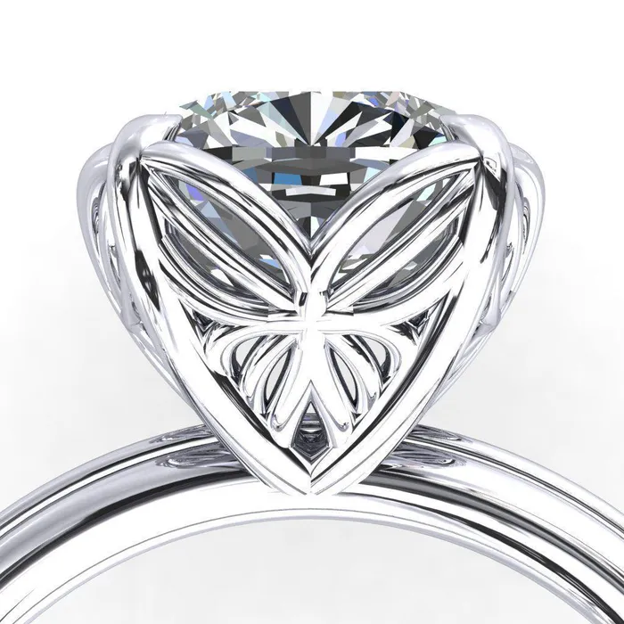 Rings Fire Brilliance Flutter Cushion Center Stone Wire Butterfly Basket Engagement Ring