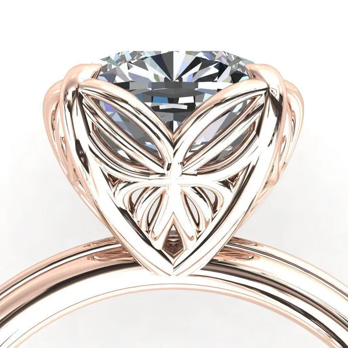 Rings Fire Brilliance Flutter Cushion Center Stone Wire Butterfly Basket Engagement Ring