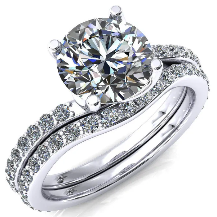 Rings Fire Brilliance Gina Round Center Stone 4 Prong 34 Diamond Bypass Engagement Ring Rings Fire Brilliance Gina Round Center Stone 4 Prong 34 Diamond Bypass Engagement Ring