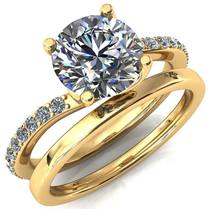 Rings Fire Brilliance Gina Round Center Stone 4 Prong 34 Diamond Bypass Engagement Ring