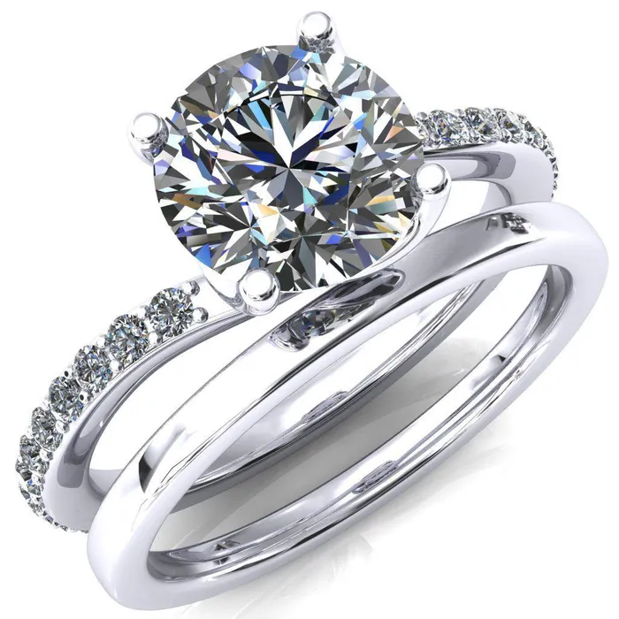 Rings Fire Brilliance Gina Round Center Stone 4 Prong 34 Diamond Bypass Engagement Ring