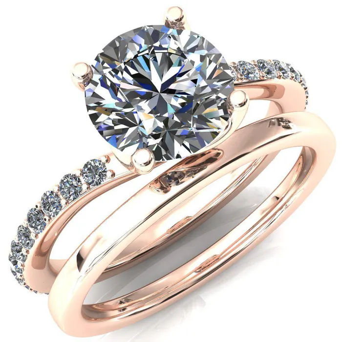 Rings Fire Brilliance Gina Round Center Stone 4 Prong 34 Diamond Bypass Engagement Ring