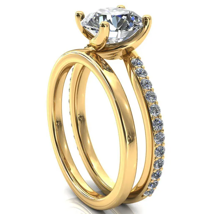 Rings Fire Brilliance Gina Round Center Stone 4 Prong 34 Diamond Bypass Engagement Ring