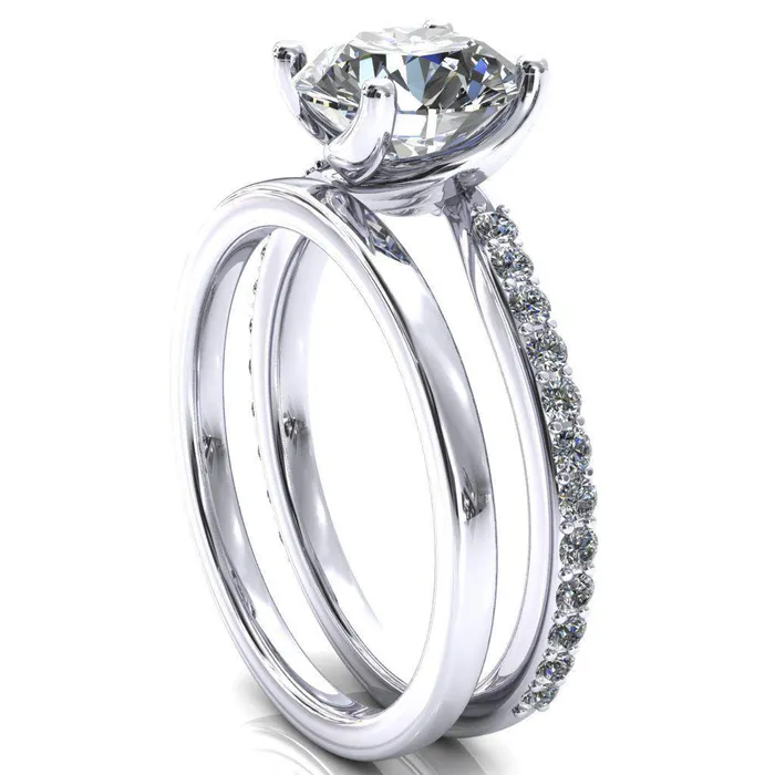 Rings Fire Brilliance Gina Round Center Stone 4 Prong 34 Diamond Bypass Engagement Ring