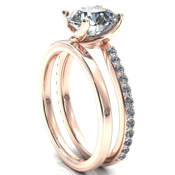 Rings Fire Brilliance Gina Round Center Stone 4 Prong 34 Diamond Bypass Engagement Ring