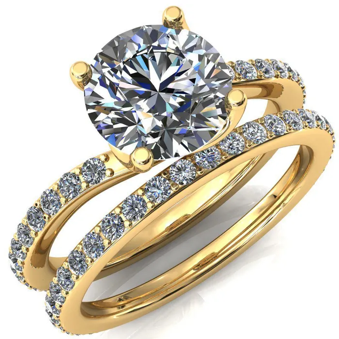 Rings Fire Brilliance Gina Round Center Stone 4 Prong 34 Diamond Bypass Engagement Ring