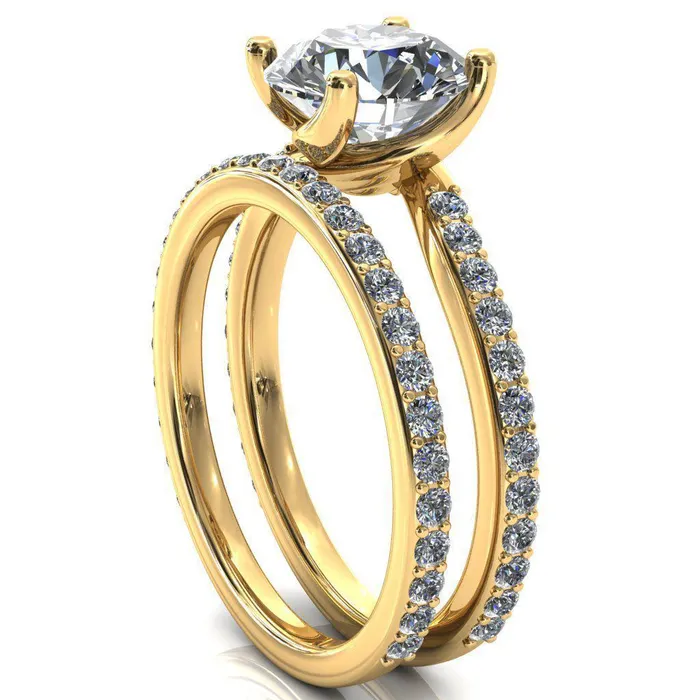 Rings Fire Brilliance Gina Round Center Stone 4 Prong 34 Diamond Bypass Engagement Ring