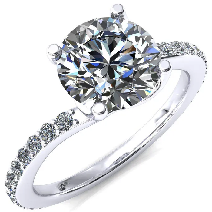 Rings Fire Brilliance Gina Round Center Stone 4 Prong 34 Diamond Bypass Engagement Ring