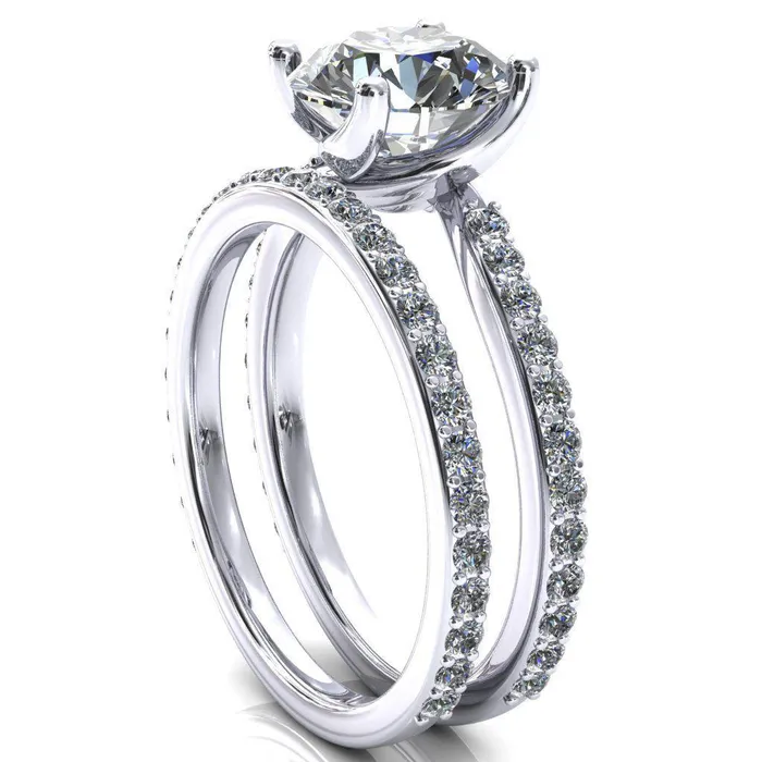 Rings Fire Brilliance Gina Round Center Stone 4 Prong 34 Diamond Bypass Engagement Ring