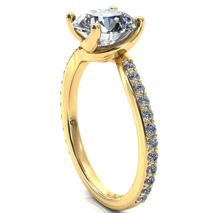 Rings Fire Brilliance Gina Round Center Stone 4 Prong 34 Diamond Bypass Engagement Ring