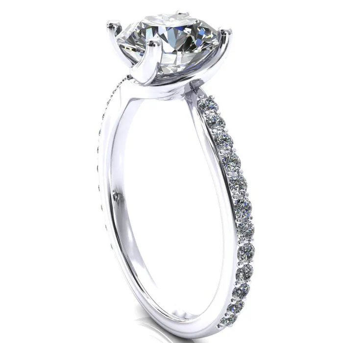 Rings Fire Brilliance Gina Round Center Stone 4 Prong 34 Diamond Bypass Engagement Ring