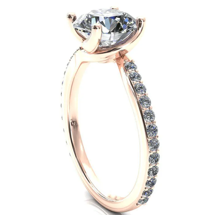 Rings Fire Brilliance Gina Round Center Stone 4 Prong 34 Diamond Bypass Engagement Ring