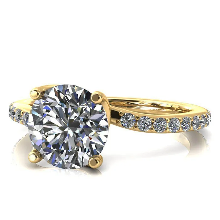 Rings Fire Brilliance Gina Round Center Stone 4 Prong 34 Diamond Bypass Engagement Ring
