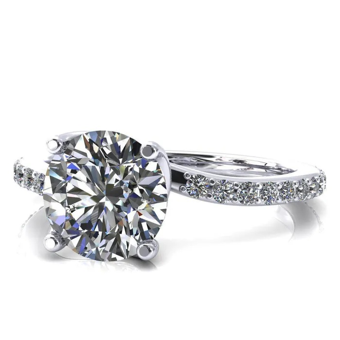 Rings Fire Brilliance Gina Round Center Stone 4 Prong 34 Diamond Bypass Engagement Ring