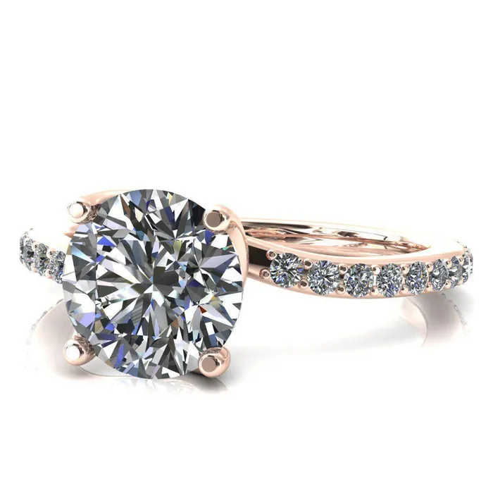 Rings Fire Brilliance Gina Round Center Stone 4 Prong 34 Diamond Bypass Engagement Ring