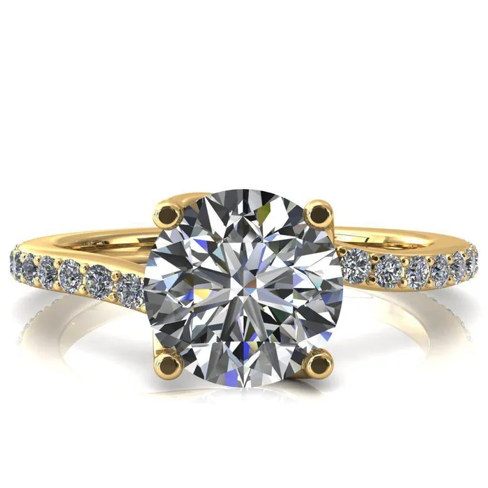Rings Fire Brilliance Gina Round Center Stone 4 Prong 34 Diamond Bypass Engagement Ring