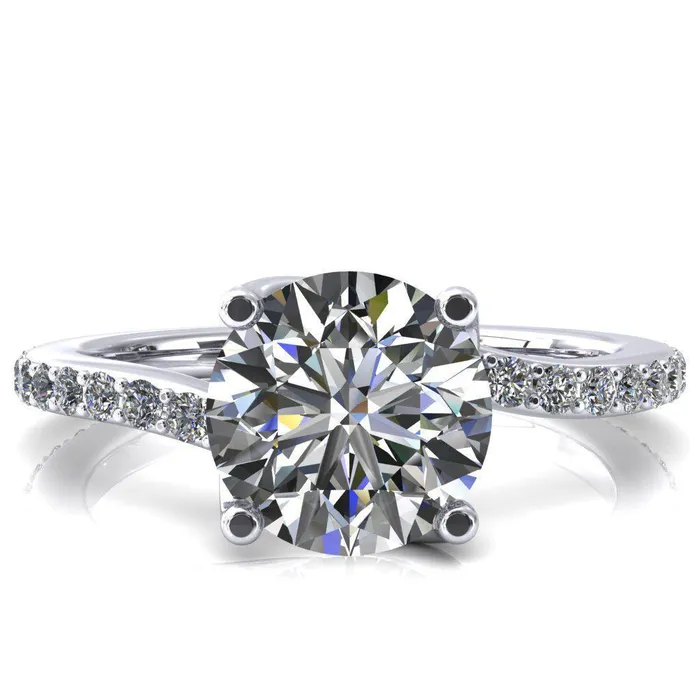 Rings Fire Brilliance Gina Round Center Stone 4 Prong 34 Diamond Bypass Engagement Ring