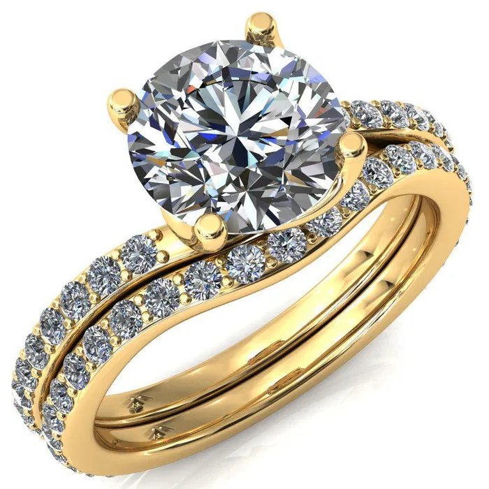 Rings Fire Brilliance Gina Round Center Stone 4 Prong 34 Diamond Bypass Engagement Ring