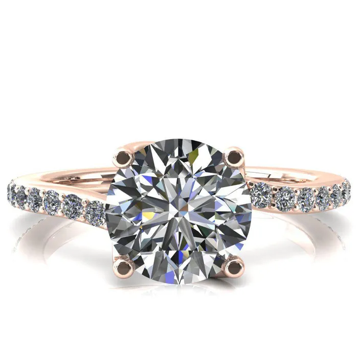 Rings Fire Brilliance Gina Round Center Stone 4 Prong 34 Diamond Bypass Engagement Ring