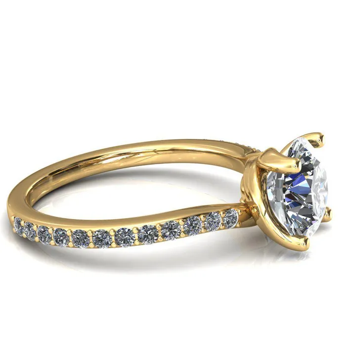 Rings Fire Brilliance Gina Round Center Stone 4 Prong 34 Diamond Bypass Engagement Ring