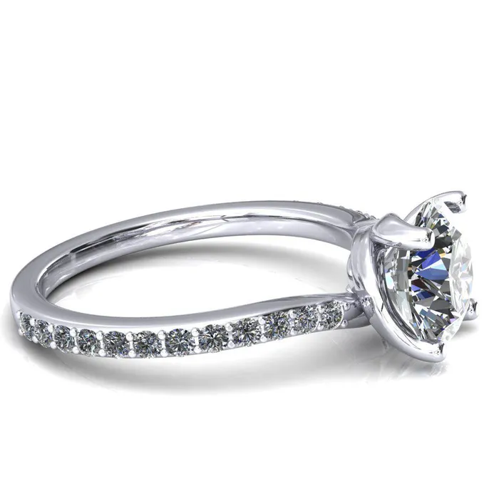 Rings Fire Brilliance Gina Round Center Stone 4 Prong 34 Diamond Bypass Engagement Ring
