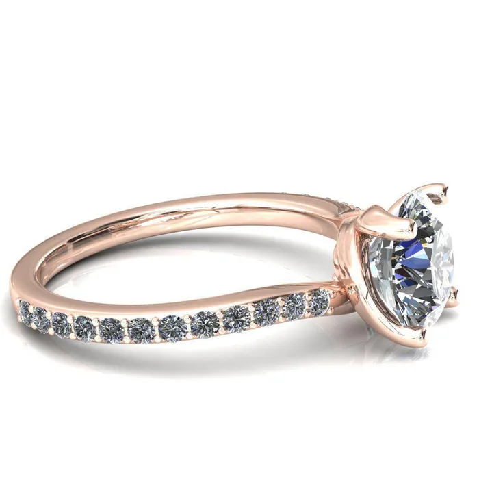 Rings Fire Brilliance Gina Round Center Stone 4 Prong 34 Diamond Bypass Engagement Ring