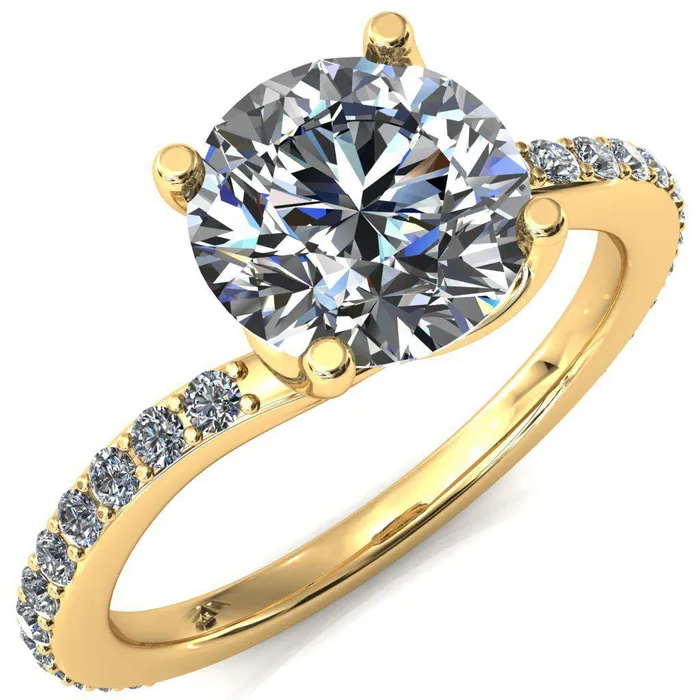 Rings Fire Brilliance Gina Round Center Stone 4 Prong 34 Diamond Bypass Engagement Ring