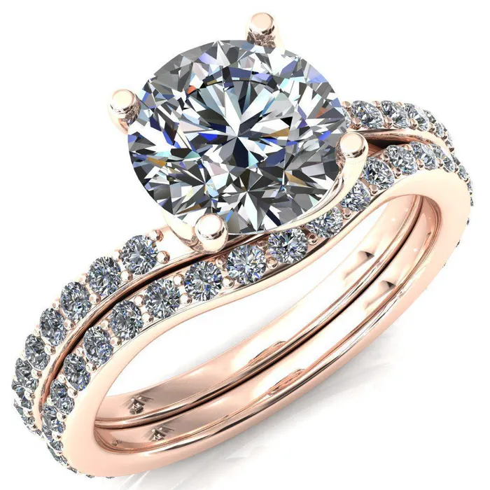 Rings Fire Brilliance Gina Round Center Stone 4 Prong 34 Diamond Bypass Engagement Ring