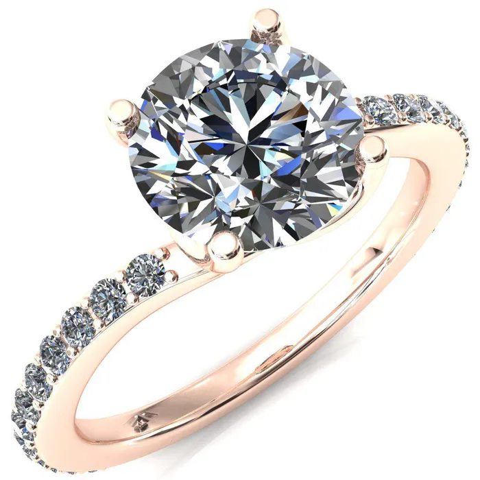 Rings Fire Brilliance Gina Round Center Stone 4 Prong 34 Diamond Bypass Engagement Ring