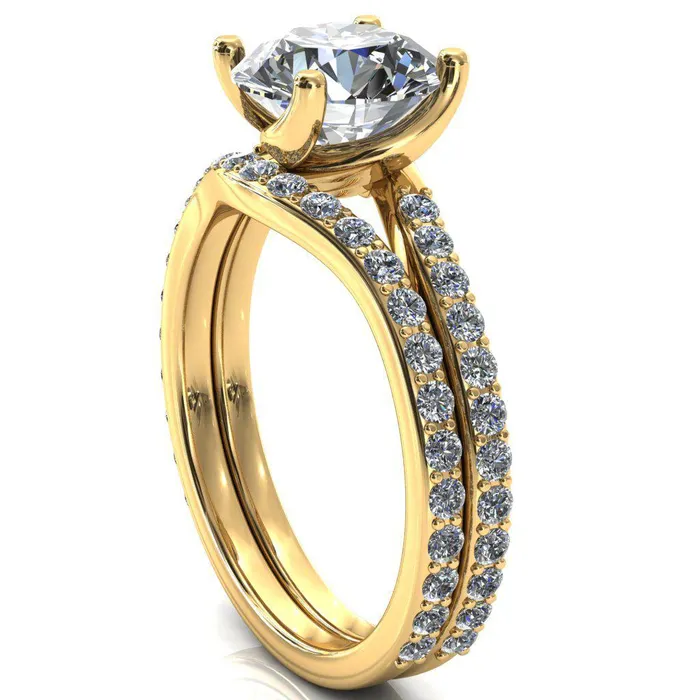 Rings Fire Brilliance Gina Round Center Stone 4 Prong 34 Diamond Bypass Engagement Ring