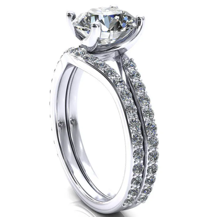 Rings Fire Brilliance Gina Round Center Stone 4 Prong 34 Diamond Bypass Engagement Ring