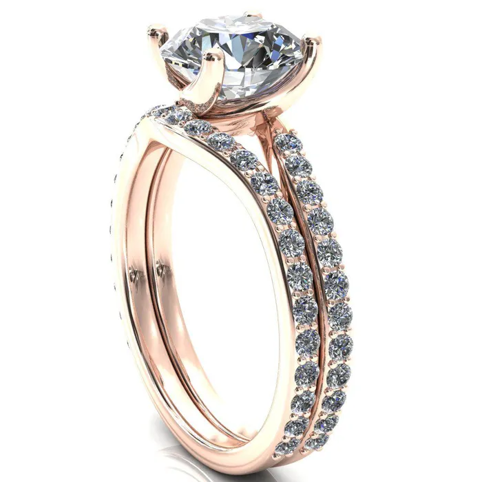 Rings Fire Brilliance Gina Round Center Stone 4 Prong 34 Diamond Bypass Engagement Ring