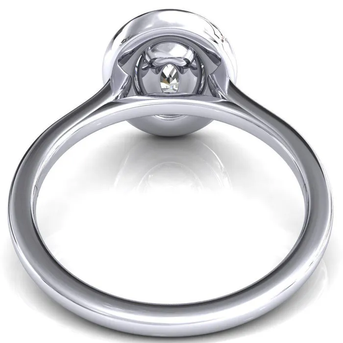 Rings Fire Brilliance Holly Oval Center Stone 4 Prong Pinpoint Floating Halo Scalloped Cathedral Ring