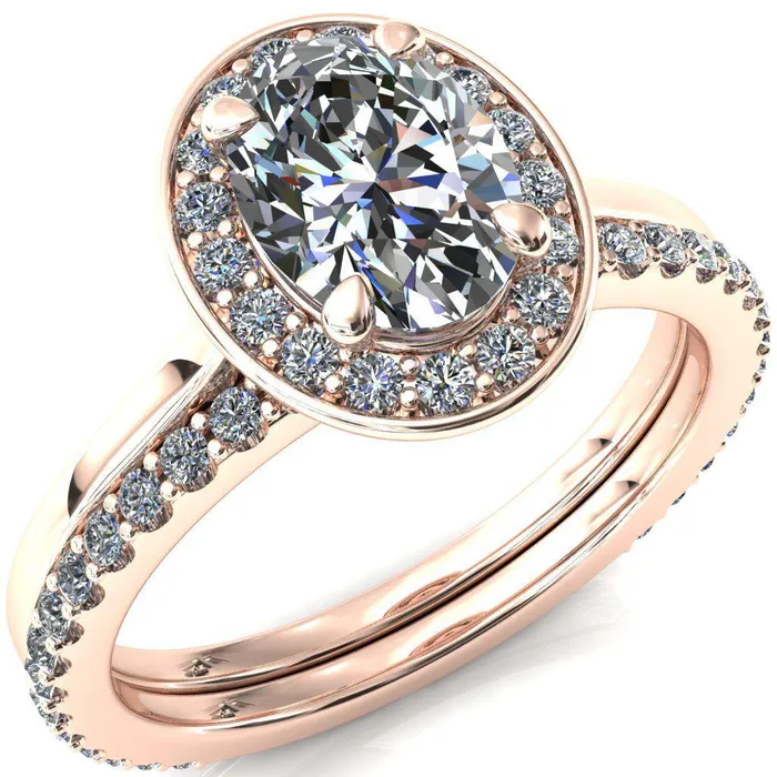 Rings Fire Brilliance Holly Oval Center Stone 4 Prong Pinpoint Floating Halo Scalloped Cathedral Ring
