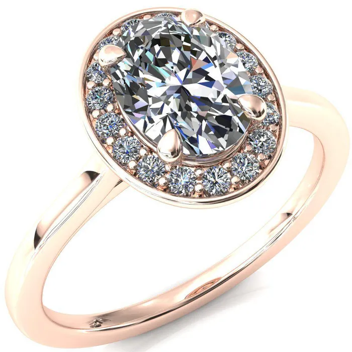 Rings Fire Brilliance Holly Oval Center Stone 4 Prong Pinpoint Floating Halo Scalloped Cathedral Ring