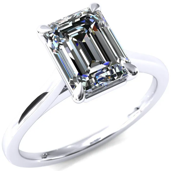 Rings Fire Brilliance Lizzy Emerald Center Stone 4 Claw Prong Cathedral Engagement Ring Rings Fire Brilliance Lizzy Emerald Center Stone 4 Claw Prong Cathedral Engagement Ring