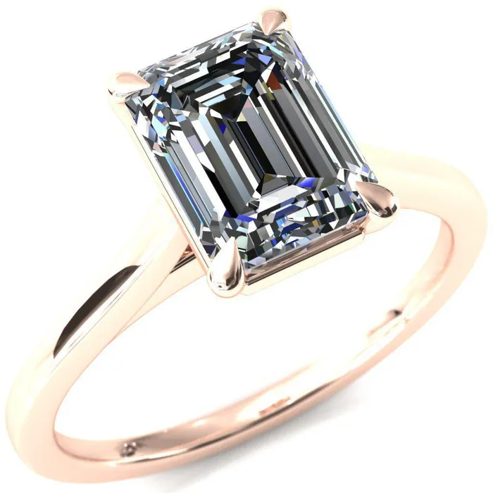 Rings Fire Brilliance Lizzy Emerald Center Stone 4 Claw Prong Cathedral Engagement Ring