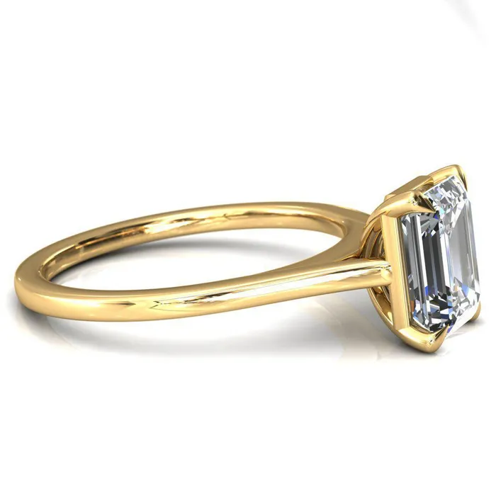 Rings Fire Brilliance Lizzy Emerald Center Stone 4 Claw Prong Cathedral Engagement Ring
