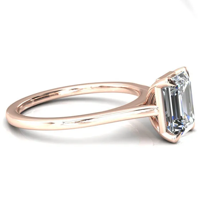 Rings Fire Brilliance Lizzy Emerald Center Stone 4 Claw Prong Cathedral Engagement Ring