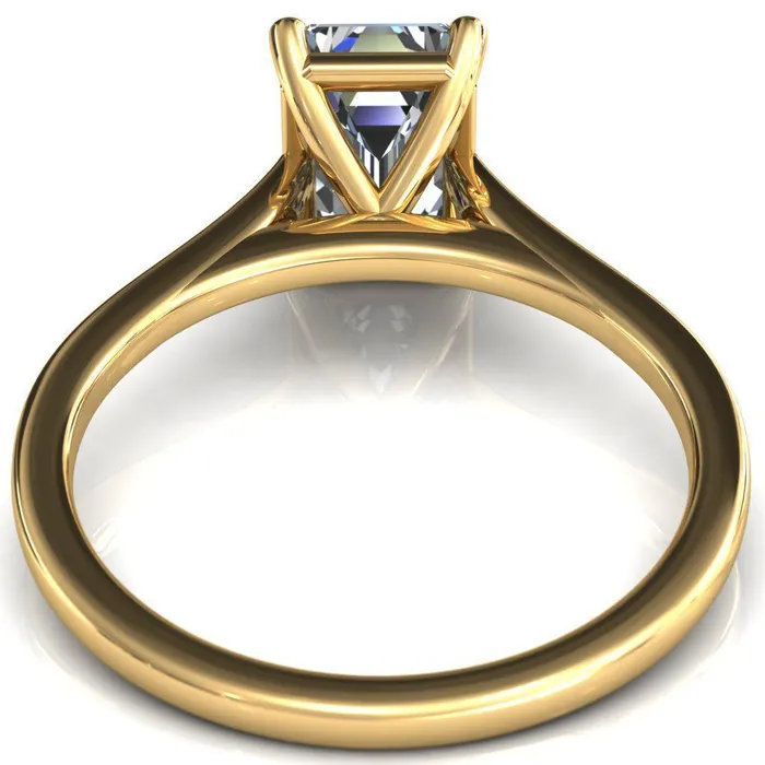 Rings Fire Brilliance Lizzy Emerald Center Stone 4 Claw Prong Cathedral Engagement Ring
