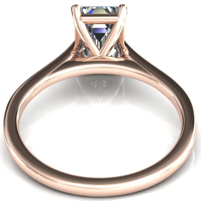 Rings Fire Brilliance Lizzy Emerald Center Stone 4 Claw Prong Cathedral Engagement Ring