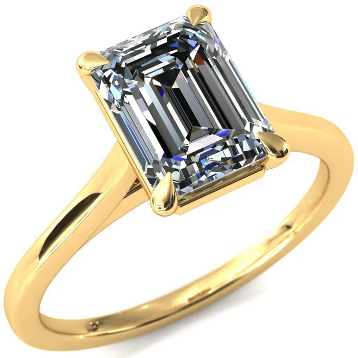Rings Fire Brilliance Lizzy Emerald Center Stone 4 Claw Prong Cathedral Engagement Ring